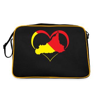 Sizilien Insel Italien Herz Sicilia - Retro Tasche - Schwarz/Gold - Hinten