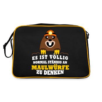 Maulwurf Witz Mole Maulwürfe - Retro Tasche - Schwarz/Gold - Hinten