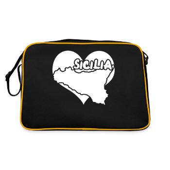 Sizilien Italien Herz Sicilia - Retro Tasche - Schwarz/Gold - Hinten