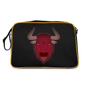 Landwirt Rind Tierkopf Motiv Aufdruck mit Stier - Retro Tasche - Schwarz/Gold - Hinten