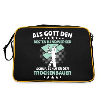 Trockenbauer Trockenbau Trockenbaumonteur - Retro Tasche - Schwarz/Gold - Hinten
