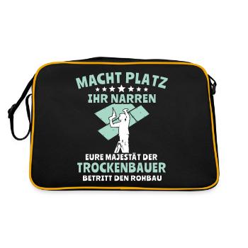 Trockenbauer Trockenbau Trockenbaumonteur - Retro Tasche - Schwarz/Gold - Hinten