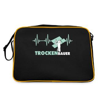 Trockenbauer Trockenbau Trockenbaumonteur - Retro Tasche - Schwarz/Gold - Hinten