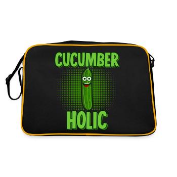 Gurke Gemüse Gärtner Saure Gurken - Retro Tasche - Schwarz/Gold - Hinten
