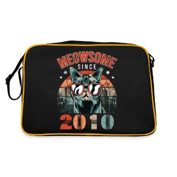 Meowsome 2010 Year of birth 2010 Cat Birthday - Retro Bag - black/gold - Back