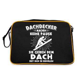 Dachdecker Dachdecken Dach Decken - Retro Tasche - Schwarz/Gold - Hinten
