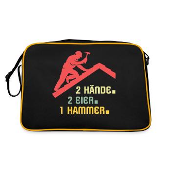 Dachdecker Dachdecken Dach Decken - Retro Tasche - Schwarz/Gold - Hinten