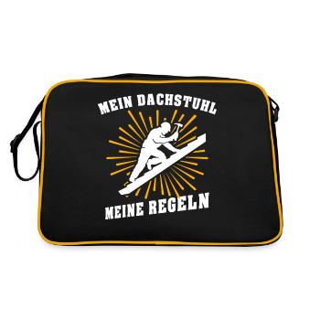 Dachdecker Dachdecken Dach Decken - Retro Tasche - Schwarz/Gold - Hinten