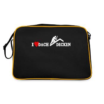 Dachdecker Dachdecken Dach Decken - Retro Tasche - Schwarz/Gold - Hinten