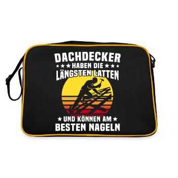 Dachdecker Dachspengler Dachklempner Dachdecken - Retro Tasche - Schwarz/Gold - Hinten