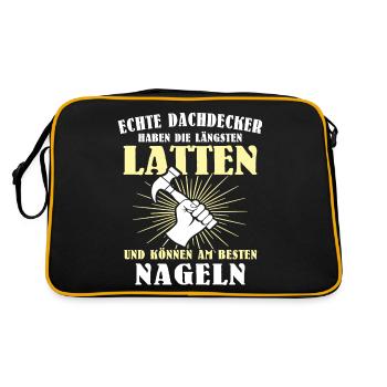 Dachdecker Dachspengler Dachklempner Dachdecken - Retro Tasche - Schwarz/Gold - Hinten