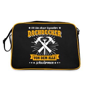 Dachdecker Dachspengler Dachklempner Dachdecken - Retro Tasche - Schwarz/Gold - Hinten