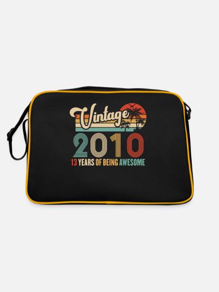 Vintage Année 2010 Anniversaire 13 Ans Idée Cadeau - Sac Retro - noir/or - Dos
