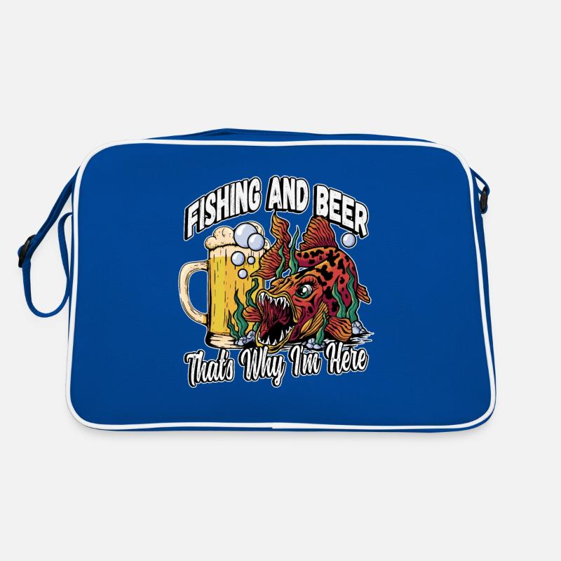 Fishing and beer that's why I'm here Fischer saying Retro Bag