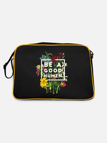 Be a Good Person Flowers Kindness - Retro Bag - black/gold - Back