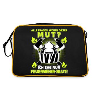 Jugendfeuerwehr Feuerwehrfrau Feuerwehr - Retro Tasche - Schwarz/Gold - Hinten