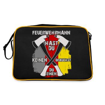 Jugendfeuerwehr Feuerwehrmann Feuerwehr - Retro Tasche - Schwarz/Gold - Hinten