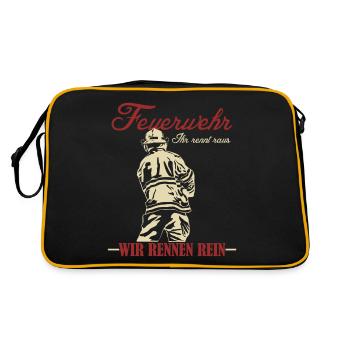 Jugendfeuerwehr Wir rennen rein - Retro Tasche - Schwarz/Gold - Hinten