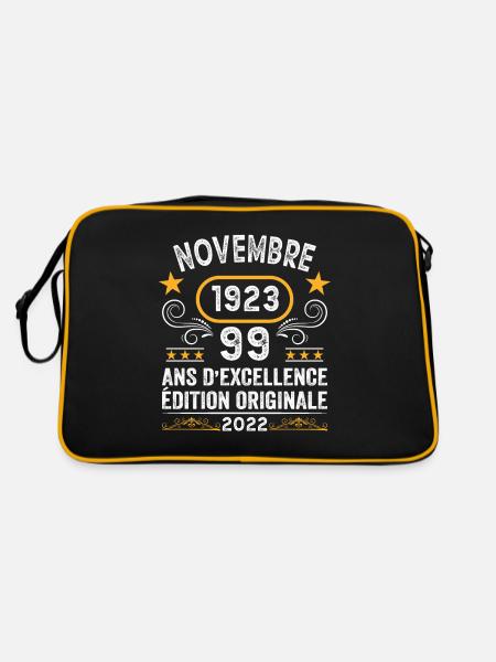 Novembre 1923 99 Ans Anniversaire Idée Cadeau - Sac Retro - noir/or - Dos