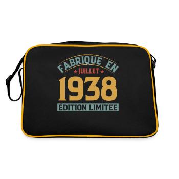 Fabriqué En Juillet 1938 Anniversaire Vintage 1938 - Sac Retro - noir/or - Dos