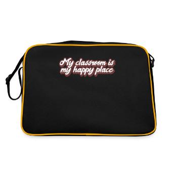 Klassenzimmer Happy Place lehrer Kinder Schule - Retro Tasche - Schwarz/Gold - Hinten