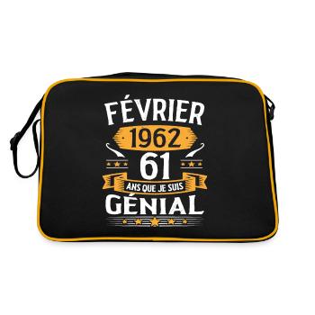 Février 1962 61 Ans Anniversaire Vintage Cadeau - Sac Retro - noir/or - Dos