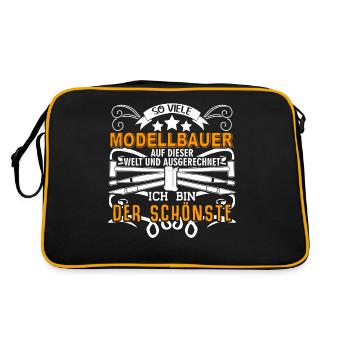 Modellbau Spruch Tabletop Modellbauer - Retro Tasche - Schwarz/Gold - Hinten