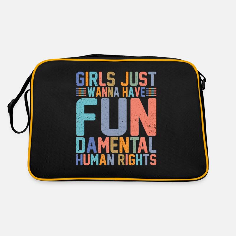 Mädchen wollen nur Menschenrechte haben - Retro Tasche - Schwarz/Gold