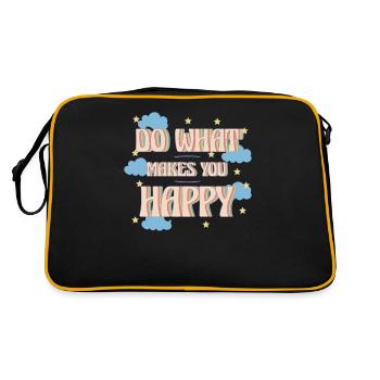 Do What Makes You Happy Life Stars Clouds - Retro Bag - black/gold - Back