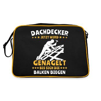 Dachdecker Dachspengler Dachdecken Dachklempner - Retro Tasche - Schwarz/Gold - Hinten