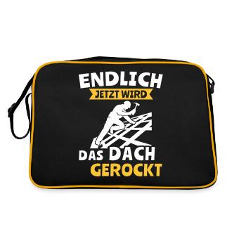 Dachdecker Dachspengler Dachdecken Dachklempner - Retro Tasche - Schwarz/Gold - Hinten