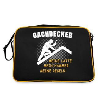 Dachdecker Dachspengler Dachdecken Dachklempner - Retro Tasche - Schwarz/Gold - Hinten