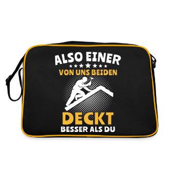 Dachdecker Dachspengler Dachdecken Dachklempner - Retro Tasche - Schwarz/Gold - Hinten