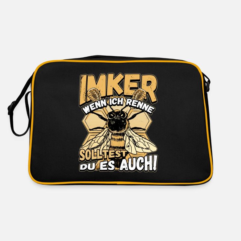 Imker - wenn ich renne solltest du es auch Lustig Retro Tasche