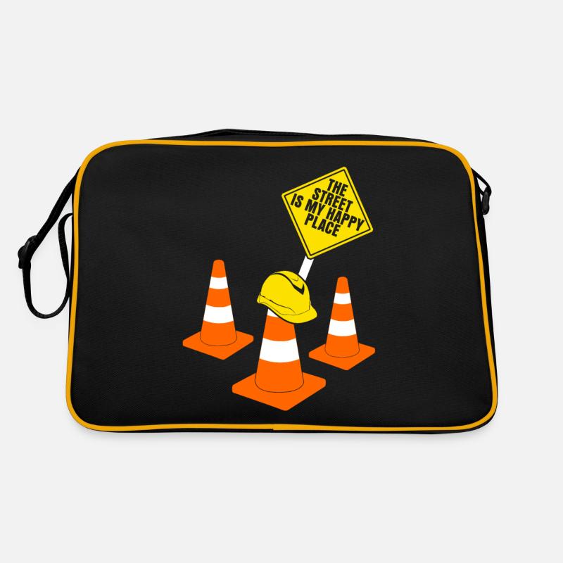 Construction de routes Constructeurs routiers Gardes routiers Sac Retro