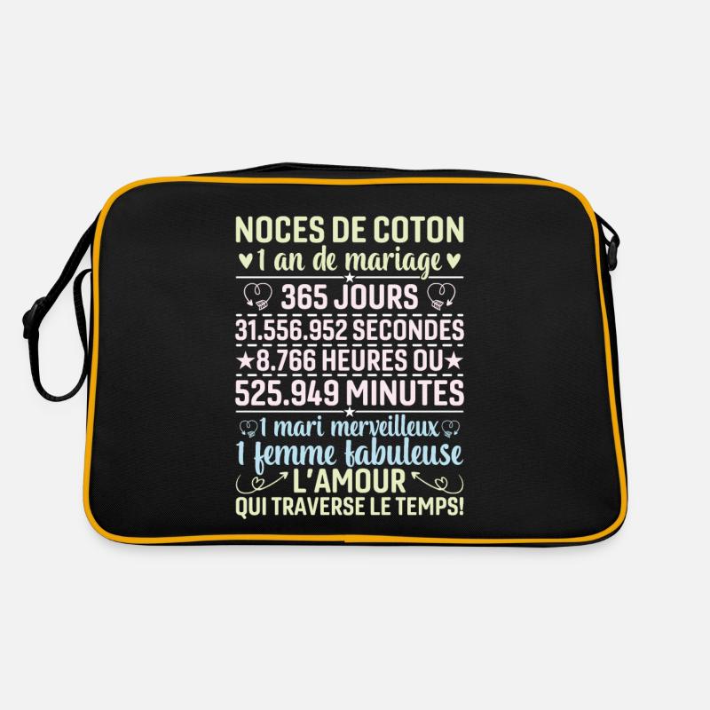Noces De Coton 1 An De Mariage - Sac Retro - noir/or