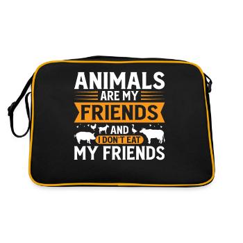 Je ne mange pas un ami animal bovin végétarien - Sac Retro - noir/or - Dos