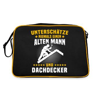 Dachdecker Sprüche Dachdecken - Retro Tasche - Schwarz/Gold - Hinten