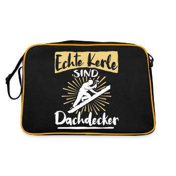 Dachdecker Sprüche Dachdecken - Retro Tasche - Schwarz/Gold - Hinten