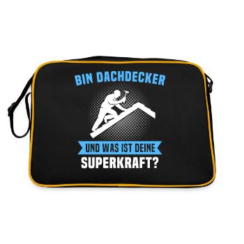 Dachdecker Sprüche Dachdecken - Retro Tasche - Schwarz/Gold - Hinten
