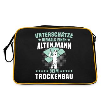 Trockenbauer Sprüche Trockenbau - Retro Tasche - Schwarz/Gold - Hinten