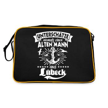 Lübeck - Retro Tasche - Schwarz/Gold - Hinten