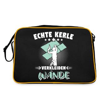Trockenbauer Trockenbau Trockenbaumonteur - Retro Tasche - Schwarz/Gold - Hinten