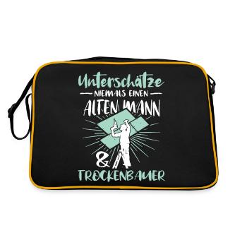Trockenbauer Trockenbau Trockenbaumonteur - Retro Tasche - Schwarz/Gold - Hinten