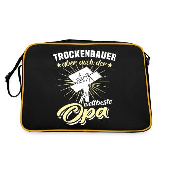 Trockenbauer Trockenbau Trockenbaumonteur - Retro Tasche - Schwarz/Gold - Hinten