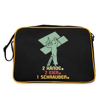 Trockenbauer Trockenbau Trockenbaumonteur - Retro Tasche - Schwarz/Gold - Hinten