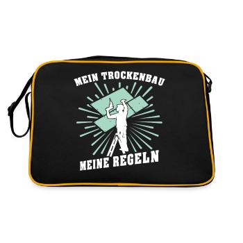 Trockenbauer Trockenbau Trockenbaumonteur - Retro Tasche - Schwarz/Gold - Hinten
