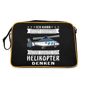 ICH KANN NICHT ARBEITEN MUSS IMMER AN HELICOPT - Retro Tasche - Schwarz/Gold - Hinten