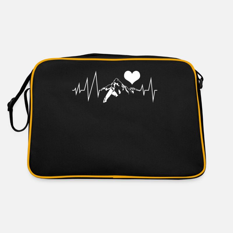 Wandern Herzchen Berg EKG Wanderung Retro Tasche