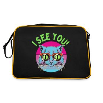 A cat sees everything! - Retro Bag - black/gold - Back